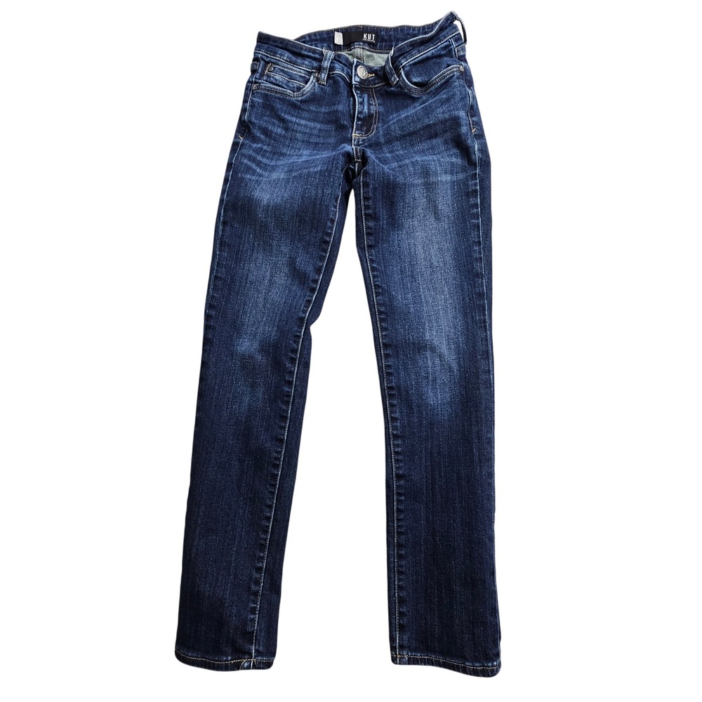 KUT from the Kloth Catherine Boyfriend Jeans Women Size 0 Dark Blue Straight Leg